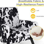 Kromax Mid-Century Modern Accent Chair for Living Room, 496 Lb. Weight Capacity, Dual Armrests, Comfy Extra Large Seat, Timeless Style Perfect for Reading & Relaxing, Cow Pattern