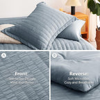 CozyLux Grayish Blue Queen Comforter Set Seersucker 7 Pieces Dusty Blue Bed in a Bag Queen Comforter Set with Sheets, Luxury Bedding Set with Down Alternative Comforter, Sheets, Pillowcases & Shams