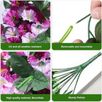 Artificial Fake Fall Hanging Mums Flowers Plants for Outdoor Outside, 2 PCS Faux Silk Morning Glory Trailing Vines Look Real UV Resistant for Porch Planter Patio Decor (Light Fuchsia and Fuchsia)