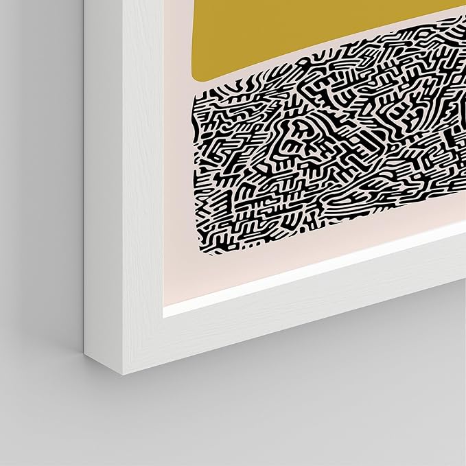 SIGNWIN Framed Mid-Century Modern 1980s Geometric Wall Art, Set of 4 Color Blocks Wall Decor Prints, Nature Wilderness Wall Décor for Living Room, Bedroom - 8"x10" White