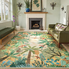 LIVEBOX Washable Jungle Animal Print 6 x 9 Area Rug for Dining Room, Non-Skid Yellow Kids Carpet Playmat Rug for Play Room, Soft Nursery Rugs for Girl Dorm, Kids Rugs for Bedroom Boys