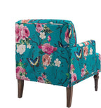 UIXE Floral Accent Chair, Living Room Arm Chairs Modern Nailhead Trim Club Armchair with Wood Legs, Comfy Upholstered Sofa Lounge Seat Reading Seat Bedroom Side Seating for Home Office