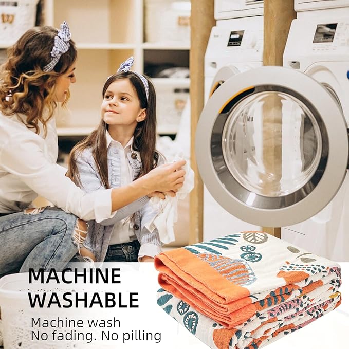 Boho Throw Blanket for Bed - 100% Pure Cotton Ultra Soft Rustic Quilt - Farmhouse Decor Bed Blankets, All Season Rustic Throw for Sofa Couch Chair(60"×80", Floral Print 2)