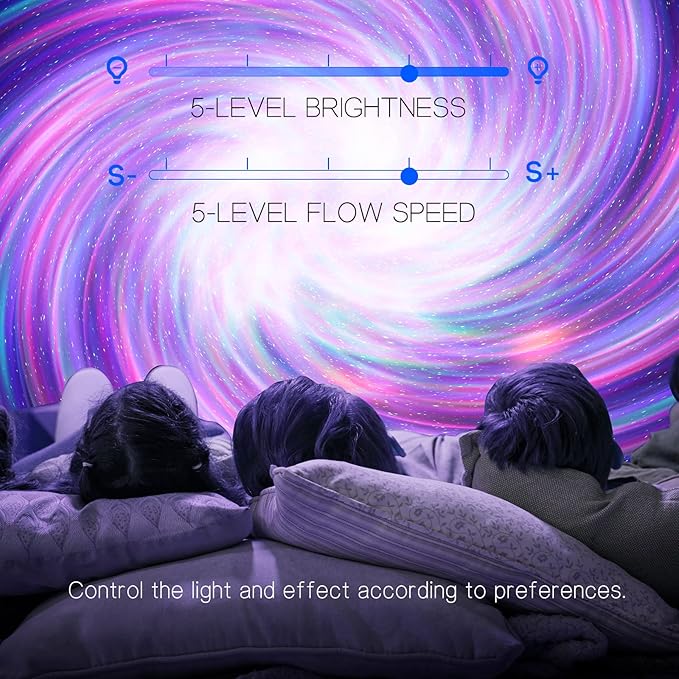 Northern Galaxy Light Aurora Projector with 33 Light Effects, Night Lights LED Star Projector for Bedroom Nebula Lamp, Remote Control, White Noises, Bluetooth Speaker for Parties, Jet Black