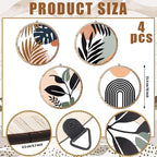 Qunclay 4 Pieces Boho Wall Art Wooden Bohemian Wall Decor Hanging Art Nursery Decor Farmhouse Geometric Hanging 10 Inch Aesthetic Wood Minimalist for Apartment Bedroom(Elegant)