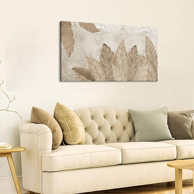 Minimalist & Modern Art for Bedroom Decor Framed Abstract Artwork for Walls Neutral & Contemporary Beige Wall art - Artwork for Living Room and Boho Style Large Abstract Wall Art 20×40IN