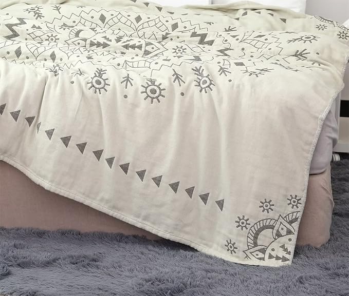 MSGKV Woven Boho Throw Blanket for Couch 100% Cotton Blankets,Versatile KnitWoven Blanket, Super Soft Warm & Decorative Blanket for Chair Bed Sofa and Living Room, 60''Wx 80''L