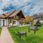 Patio Ottomans Outdoor Foot Rest Aluminum Patio Footstool Samll Seat Wicker Furniture Patio Ottoman 2 Pieces Grey