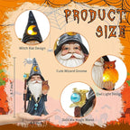 Halloween Solar Gnomes Decoration: 8.7'' Funny Merlin Statue with Owl & Magic Wand for Home Office Party Perfect Collectible Figurines Gift for Womens