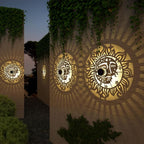 4 Pack Solar Fence Lights Metal Solar Powered Outdoor Wall Deck Step Lights Sun Moon Theme Waterproof Fence Light for Garden Post Patio Backyard Yard Decor, Gardening Gifts for Women Mom Grandma