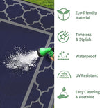 GENIMO 2.5 ' x 8 ' Outdoor Rug for Porch Patio Clearance, Waterproof Indoor Outdoor Plastic Straw Rugs Carpet, Reversible Outside Area Rv Mat for Camping, Balcony, Deck, Picnic, Beach (Blue & Gray)