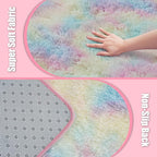 9x12 Fluffy Area Rugs for Living Room,Large Fuzzy Shag Area Rug for Bedroom,Soft Non-Shedding Indoor Plush Carpet for Kids Bedroom Nursery Home Decor,Rainbow