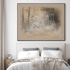 SIGNWIN 60"x72" Extra Large Framed Wall Art Misty Forest in Sepia Tones, Watercolor Woodland Landscape for Home Living Room Bedroom Decor (Frame Assembly Required)