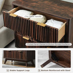 T4TREAM Fluted 3 Drawer Dresser, 32" Tall Modern Chest of Drawers, Curved Profile Design, Wood Drawer Organizer for Bedroom, Living Room, Hallway, Entryway, Dark Walnut