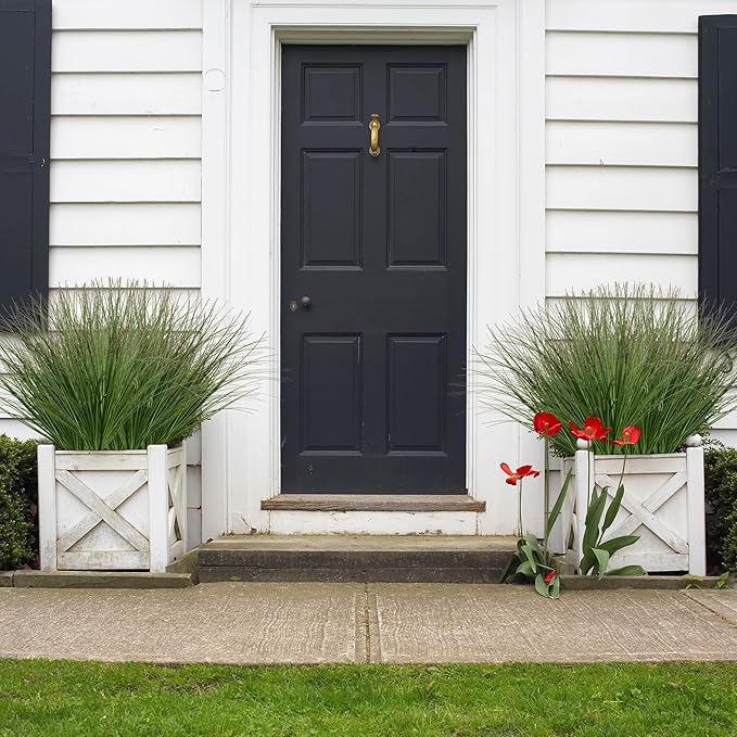 Artificial Grass,Fake Grass Artificial Shrubs Wheat Grass Greenery,Fake Grass Decor Artificial Plants Ornamental Grass Outdoor Fake Grass Green Leaves for Decoration(12PCS)