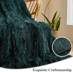 XeGe Luxury Faux Fur Throw Blanket, Deep Green Soft 50x60 Fluffy Blanket Throw, Shaggy Plush Decorative Couch Blanket, Cute Furry Throw Fuzzy Office Lap Blanket for Bedroom Living Room Dark Green