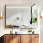 36x48inch Bathroom Mirror, Gold Rectangle Mirror with Thin Metal Frame, Large Rectangular Wall Mirrors for Bathroom, Living Room, Hair Salon, Big Farmhouse Mirror Hang Horizontal/Vertical