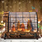 VCUTEKA Christmas Village Collectible Building, Animated Christmas Village Greenhouse Musical Village Perfect Addition to Your Xmas Indoor Decorations or Holiday Displays, Brown