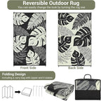 GAOMON Waterproof 8x10 Outdoor Rug Reversible Plastic Straw Rug Modern Patio Carpet, Foldable Lightweight RV Camping Mat with Portable Bag & 4 Stakes, UV Resistant & Sturdy for Picnic, Beige