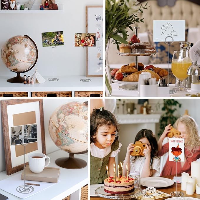 Table Number Holders 10Pcs - 8.75 inch Tall Table Number Stands Place Card Holder for Wedding Party Graduation Reception Restaurant Home Photo Picture Office Memo (Silver, 8.75")