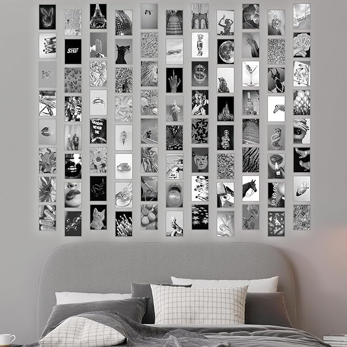 Y2K BOO Modern & Classic Black & White Aesthetic Wall Collage Kit – 100 Glamorous Party Photos, 4"x6" for Teen Girls Dorm Room Decor, Bold & Sparkling Moments, Ideal Gift for Birthday & Graduation