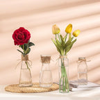 Flowers Vases Set of 10, Small Clear Glass Vases with Rope Design and Differing Unique Shapes Flower Vase for Home Holiday Decoration
