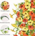 6 Bundles Artificial Fall Flowers for Outdoors Fake Plants Garden Home Fall Decor,UV Resistant Realistic Silk Faux Autumn Flower Indoor Outside Front Porch Patio Balcony Yard Farmhouse(Orange)