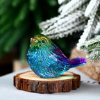 Crystal Glass Bird Figurines Glass Robin Bird Decoration Paperweight Hand Blown Glass Art Animal Collectible Figurines Gift for Women (Colorful)