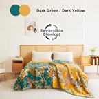 MSGKV Boho Throw Blanket for Couch Bed Chair 100% Cotton Muslin Breathable Embroidery Blanket 50"x60" Sofa Blankets for All Seasons Lightweight Farmhouse Blankets Boho Home Decor