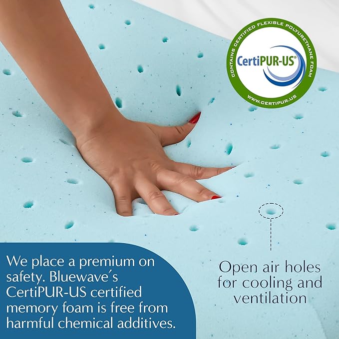 Bluewave Bedding Ultra Slim Gel Memory Foam Pillow for Stomach and Back Sleepers - Thin, Flat Design for Cervical Neck Alignment and Deeper Sleep (2.75-Inches Height, King Size)