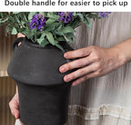 Ceramic Flower Vases, Porcelain Vase, 7 Inch Vintage Terracotta Vases with hadle for Home Decor, Decorative Farmhouse Vase for Home Decor, Living Room, Shelf Decor, Farmhouse, Table, Lyeec