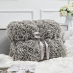 GONAAP Fuzzy Faux Fur Throw Blanket Twin Size Light Grey Super Soft Cozy Plush Fuzzy Shaggy Blanket for Couch Sofa Bed (Light Grey, Twin(60"x80"))