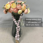 Handcrafted Farmhouse Wooden Decorative Beads Garland, Table Tray Boho Wood Beads with Tassel, Small Rustic Antique Decor for Home and Events (Rustic White)