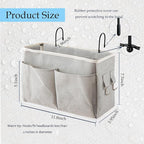 2-Pack Bedside Caddy, Bedside Hanging Storage Organizer for College Dorm Beds, Bunk Beds and Hospital Beds Rails, The Hanging Basket Can be Placed Magazine, Books, Phones,kettle, Glasses (Grey)