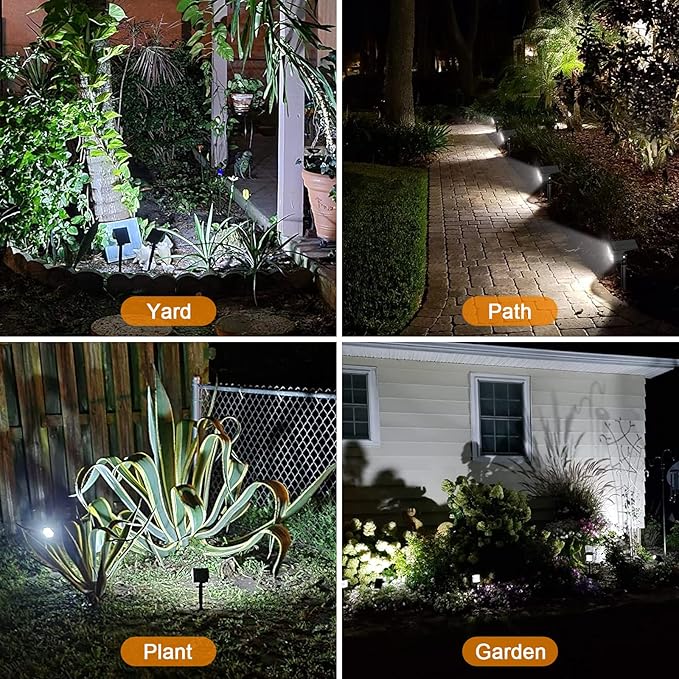 LANSOW Solar Spot Lights Outdoor, [4 Pack/57 LED] 2-in-1 Solar Landscape Spotlights, 3 Modes IP65 Waterproof Dusk to Dawn Solar Powered Flood Wall Lights for Outside Yard Garden Pathway(Cool White)