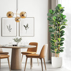 GarveeHome 7 ft Faux Fiddle Leaf Fig Tree with White Pot, Faux Trees with Artificial Plants 107 Fiddle Leaves Greenery - Lifelike Fake Tree for Home Office Store Room Decor Indoor Outdoor