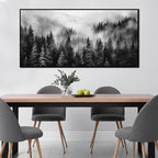 Foggy Forest Wall Art for Living Room Black and White Pictures for Wall Home Office Wall Decor with Black Frame 29 x 58 Inch
