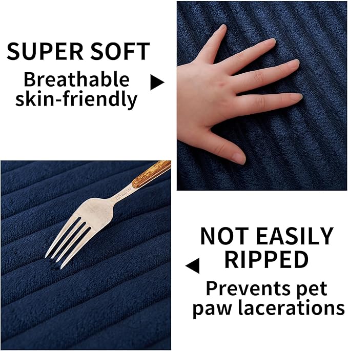 HAOMAIJIA Non-Slip Couch Armrest Covers for Sofa,Fuzzy Couch Arm Covers Set of 2,Washable Thick Soft Recliner Chair Arm Cover Protectors (Navy Blue, 23" x 23" 2 Pack)