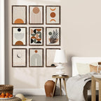 Vittanly 9x12 Picture Frames Set of 9, Shatter Resistant Plexiglass, Display 6x8 Pictures with Mat or 9x12 without Mat, Photo Frames for Wall or Tabletop, Engineered Wood, Brown