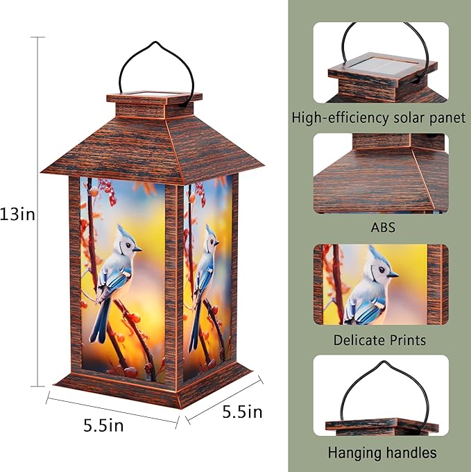Solar Lanterns Outdoor, Waterproof Garden Hanging Lanterns with LED Flickering Flameless Candles for Mom Grandma Women Lantern Decorative Outdoor for Yard, Garden,Party Decor