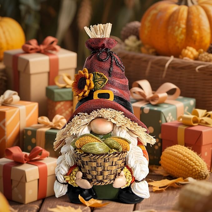 Leekung Fall Gnomes Statues for Thanksgiving Decorations,Harvest Gnomes Figurines for Fall Decor,Fall Gnome Decorations for Home Shelf Tiered Tray Decor,Autumn&Thanksgiving Theme Decorative
