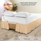 Utopia Bedding Queen Elastic Bed Ruffle - Easy Wrap Around Ruffle - Microfiber Bed Skirt with Adjustable Elastic Belt 16 Inch Tailored Drop - Hotel Quality Bedskirt, Fade Resistant (Queen, Beige)