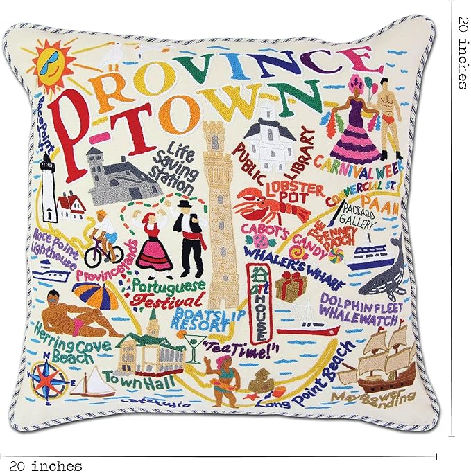 Catstudio Provincetown Embroidered Decorative Throw Pillow