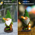 Topadorn Solar Gnome Garden Decor, Garden Gnome Sculptures with Solar LED Lights, 12'' Resin Outdoor Figurine for Yard Patio Decor Lawn Ornaments Porch Gifts