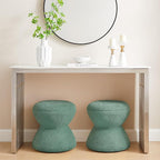 VANOMi Multi-Functional Boucle Ottoman, Vanity Stool Chair, Sturdy Wooden Footstool, Suitable for Living Room, Bedroom, and Entryway, Without Installation, Green