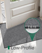 LUMI Indoor Door Mat 36"x56", Ultra Thin Low Profile Non-Slip Doormat for Home Entrance, Absorbent & Stain-Resistant Welcome Mats, Washable Entryway Mat for Front Door, Patio, Porch, Grey