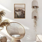 Floating Framed Vintage Canvas Wall Art, European Country Towns Wall Decor Oil Paintings Artwork, Rustic Farmhouse Posters Prints Pictures for Living Room Hallway Bedroom 12x16 inch