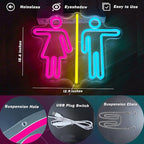 Restroom Neon Signs for Wall Decor Bathroom Neon Sign Dimmable LED Powerd Toilet Light Restroom Signs for Business Ideal for Bathroom, Bar, Hotel, Hospital,Home and Party Decoration(12.9 * 10.6inch)