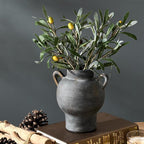 LUKA Antique Ceramic Vase with 2 Handle,7.28 inches Rustic Vase Minimalist Decor, Decorative Vases for Home Decor, Table, Living Room, Shelf, Christmas Decoration(Medium,Black)