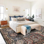 RUGSURE Washable Area Rugs - Perfect for Living Room, Bedroom, Kids Room, Nursery - Stain & Water Resistant Non-Slip, Pet & Child Friendly, Vintage Tribal Area Rugs (Rust, 5' x 7')